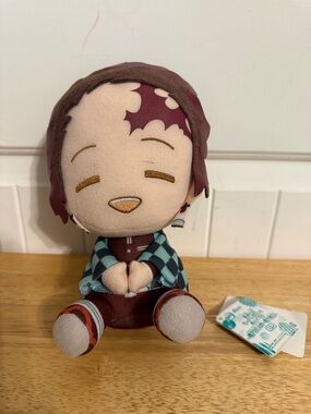 Cute Maroon and Teal Character Plush for Kids Demon Slayer